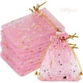 thumbnail image 1 of 100pcs Organza Bags 4.72x3.54in Small Drawstring Bags with Moon Star Pattern for Candy/Jewelry, 1 of 5