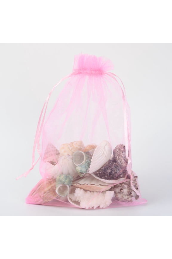 100pcs Organza Gift Bags with Drawstring Wedding Party Christmas Favor Gift Bags Organza Pouches for Potpourri Pink 23x17cm