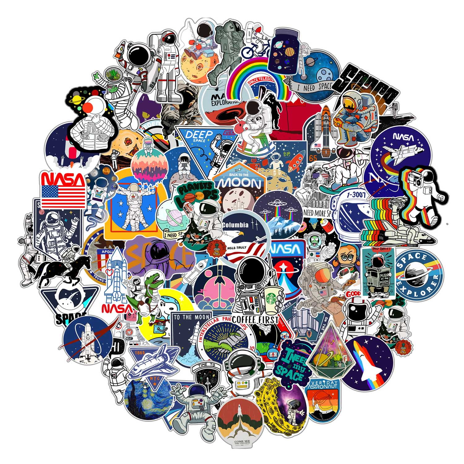 100pcs NASA SPACE ASTRONAUT Sticker Packs Space theme stickers For  skateboard