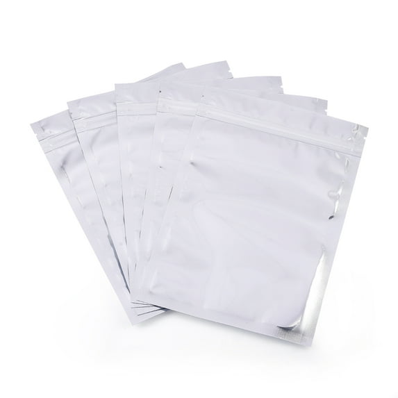 100pcs PET & PE Zip Lock Bags Resealable Aluminum Foil Storage Bags Rectangle Silver 13.9x8.4cm Inner Measure: 10.4x7.3cm
