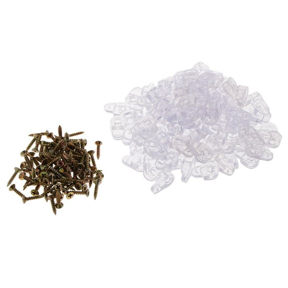 100pcs/Pack Clear Glass Clips Mirror Screen Retainers Cabinet Furniture Fixing Clips Home/Office/Furniture Business Accessory