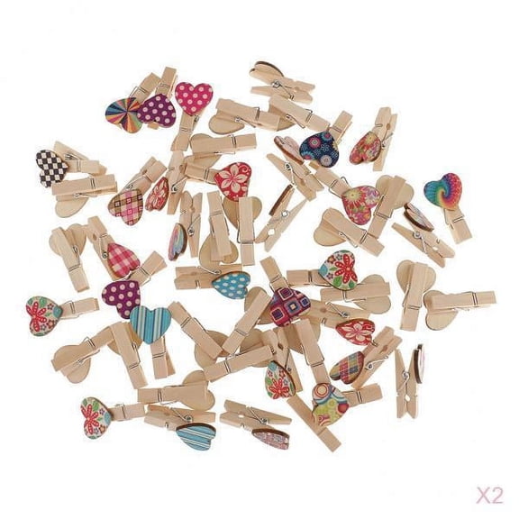 100pcs Painted Mini Wooden Pegs Clothpin Photo Clips Wedding Room Wall Decor