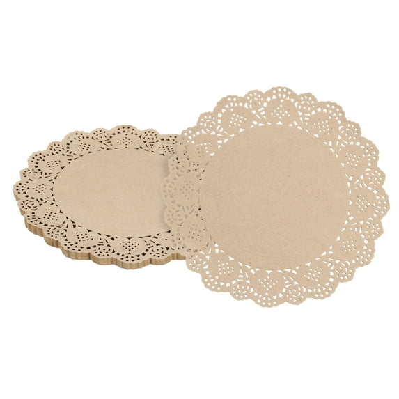 100pcs Paper Doilies, 6.5 Inch Lace Paper Doilies, Disposable Paper Placemats Brown