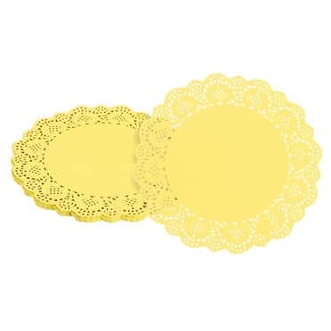 100pcs Paper Doilies, 6.5 Inch Lace Paper Doilies, Disposable Paper Placemats Yellow