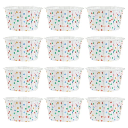 100pcs Paper Ice Cream Cups Disposable Cake Cup Dessert Bowls Party Supplies for Baking Wedding Birthday (Colorful Dots)