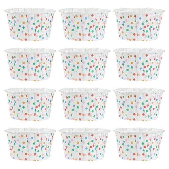 100pcs Paper Ice Cream Cups Disposable Cake Cup Dessert Bowls Party Supplies for Baking Wedding Birthday (Colorful Dots)