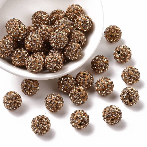 100pcs Pave Disco Ball Beads Polymer Clay Rhinestone Beads Grade A Light Colorado Topaz Rhinestone: PP13(1.9~2mm) 6 Rows Rhinestone 10mm Hole 1.5mm