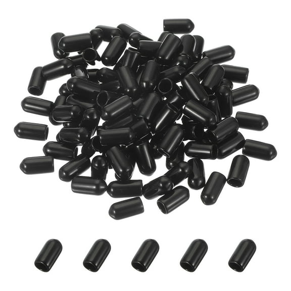 100pcs Pegboard Hooks Protector Rubber End Caps, Peg Board Hook Flexible Prongs End Tips Caps Rack Cover for Pegboard Dishwasher Hook, Black(27mm Long 6mm Inner Dia)
