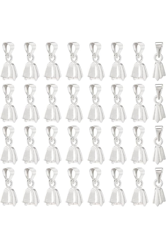 100pcs Pendant Chain Connector Silver Brass Pinch Bails Pinch Clip Bail Clasp Dangle Charm Bead Pendant Connector Charm Holder for DIY