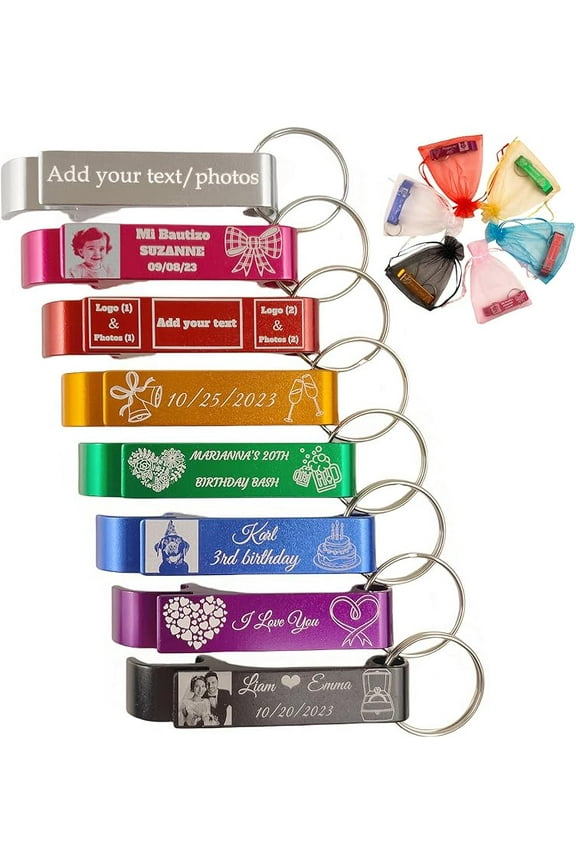 100pcs Personalized Bottle Opener - Custom Bottle Opener Keychain for Wedding, Anniversary, party,Support for Customized Logos