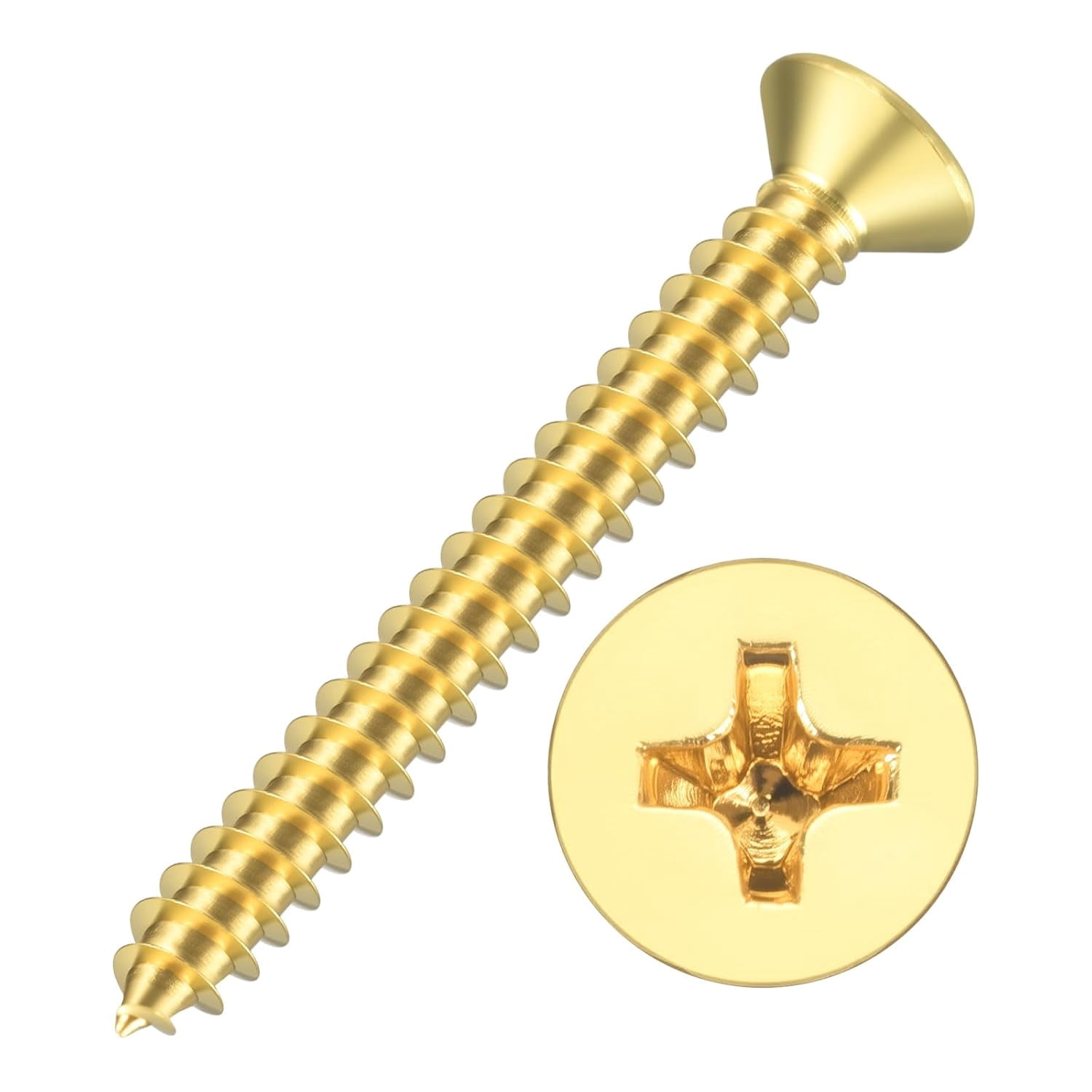 100pcs Phillips Flat Head Wood Screw - [#7x1-1/4] Brass Countersunk ...