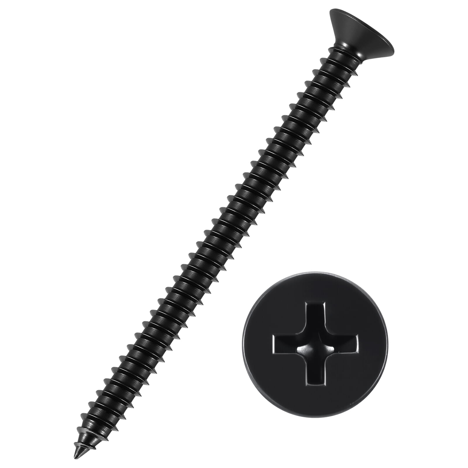 100pcs Phillips Flat Head Wood Screws - [#12x2-3/4"] 304 Stainless Steel Countersunk Self Tapping Screws for Furniture Assembly, Interior Trim, Outdoor Construction, Black