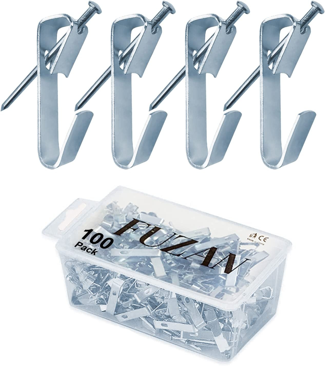 100pcs Picture Hangers,30lbs Picture Hanging H s with Nails, Professional Picture Hanging Kit on Wood/Drywall (30lbs-100pcs)