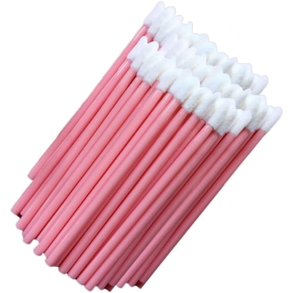 100pcs Pink Disposable Lip Brush Lip Gloss Lipstick Concealer Brushes Eyebrow Tint Wax Lamination Castor Oil Applicator Wands Lip Scrub Brush Makeup Tool Kit