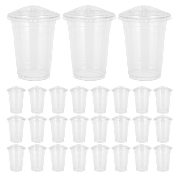 FONDOTIN Plastic Bubble Tea Cups Transparent for Smoothie 100Pcs