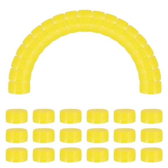 100pcs Plastic Bottle Caps, 1.2 inch Bottle Screw Lid Top Water Bottles Top Cap for  DIY Development Imagination Intelligence Craft Scrapbook Creative Gifts, Light Yellow
