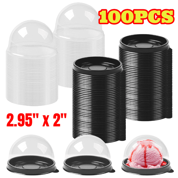 100pcs Plastic Cupcake Containers with Clear Lids, Mini Cake Boxes Cupcake Boxes for Muffins, Cookies, Chocolate, Moon Cakes, 2.95 x 2 inch