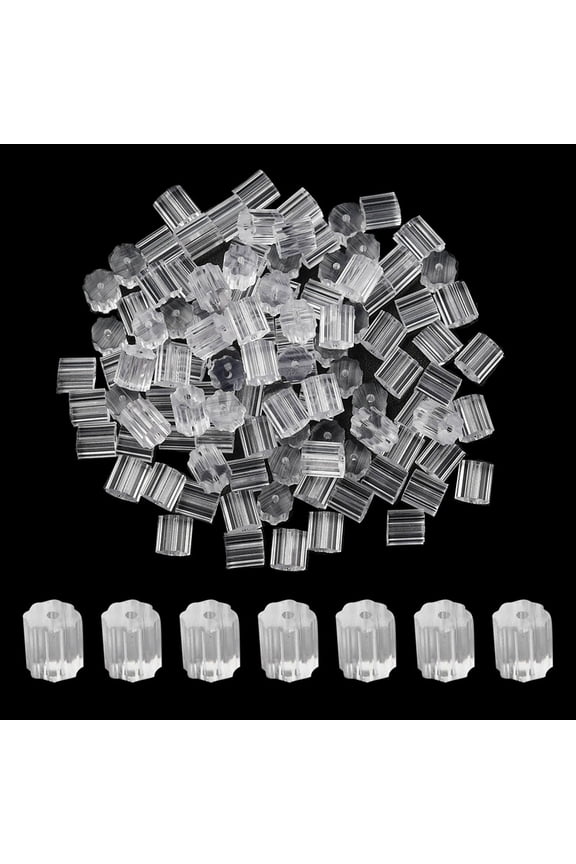 100pcs Plastic Ear Nuts Earring Backs Clear 3x3x3mm Hole: 0.5mm