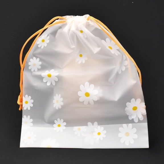 100pcs Plastic Frosted Drawstring Bags Rectangle Flower Pattern 20x16x0.02~0.2cm DIY