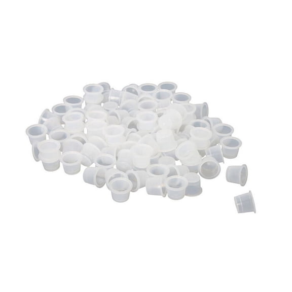 100pcs Plastic Medium Tattoo Ink Cups Caps Holder Supplies_ AL
