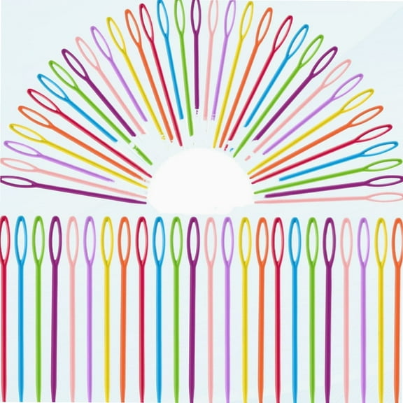 100pcs Plastic Needles for Kids 3.5"/9cm Colorful Big Eye Safety Plastic Sewing Needles Learning Needles Threading Needles Plastic Needles Colorful Knitting Needles for Kids and Crafts