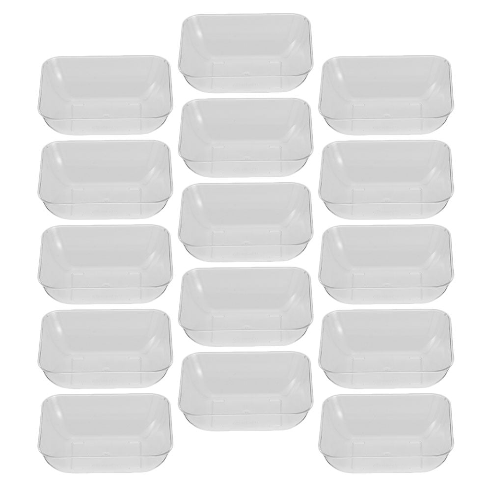 100pcs Plastic Plates Disposable Plastic Dishes Rectangular Food Dishes 