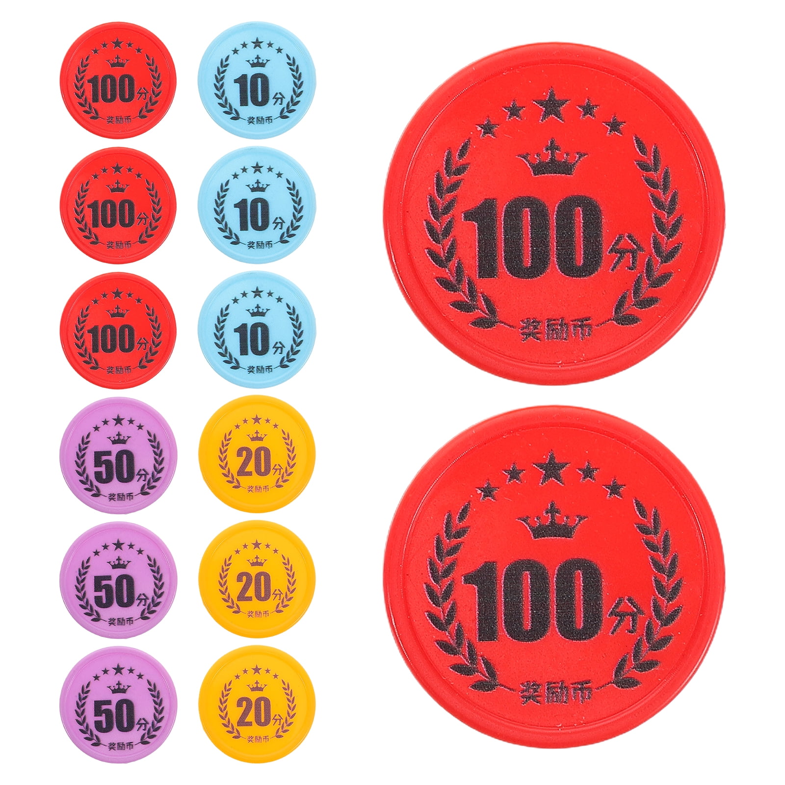 100pcs Plastic Poker Game Chips For Kids Behavior Rewards And Math ...