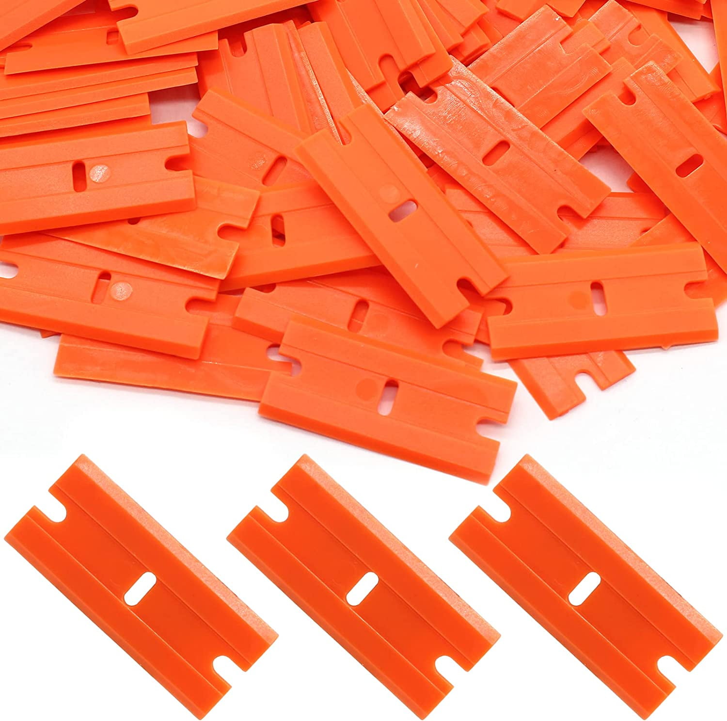 DOMETOUR Plastic Razor Blade Scraper Decal Sticker Remover Tool 2 Pack  Scraper with 100 Pack Plastic Razor Blades for Auto Window Tint Vinyl Tool  Application, Easily Remove 