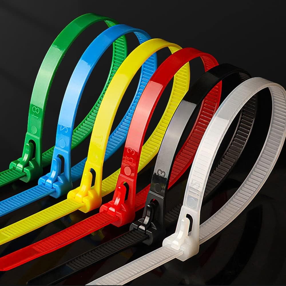 100pcs Plastic Reusable Cable Zip Ties Releasable Nylon Fixed Binding Color Black and White