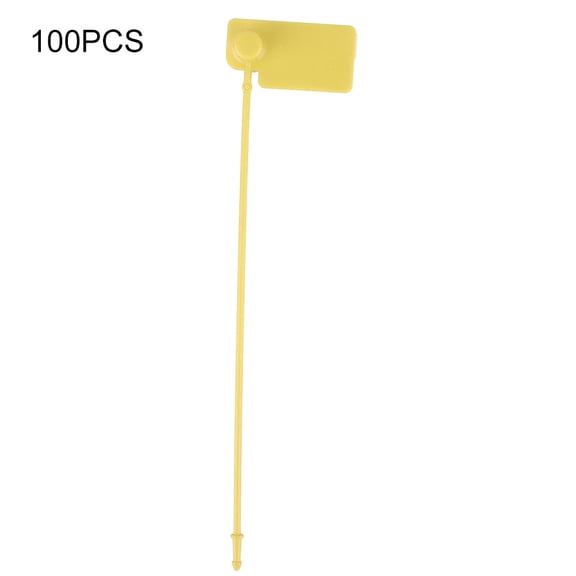 100pcs Plastic Seals Tamper Proof Security Tag Disposable Fixed Length Ties Self-Locking Cord Label - Yellow