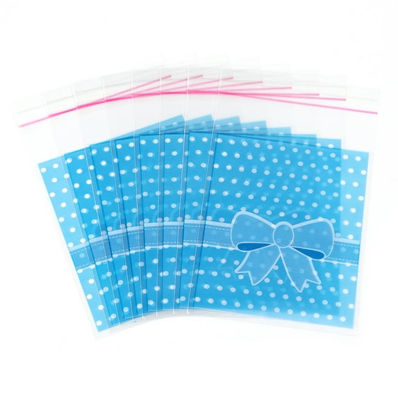 100pcs Plastic Transparent Cellophane Candy Bags Self Adhesive White Polka Dot Candy Cookie Gift Bags For Wedding Birthday Party