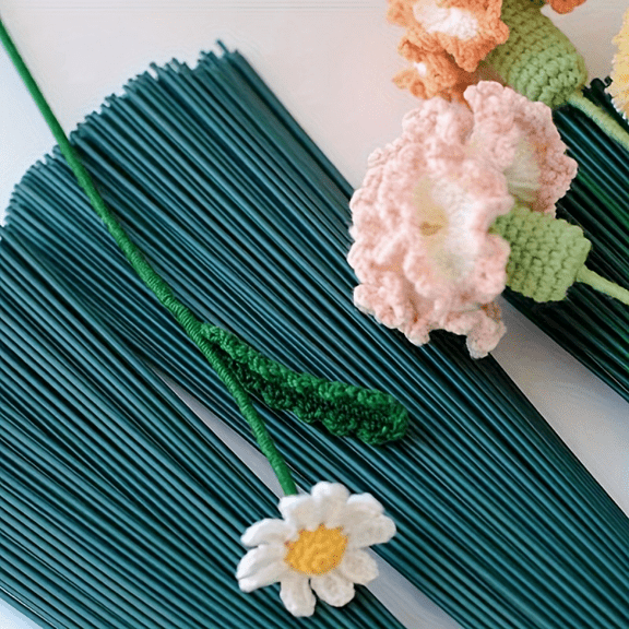 100pcs Plastic-coated Wire Flower Branch Wire Mesh Flower Artificial Flower Paper Flower Fake Flower Ribbon Rose Single Flower Stem