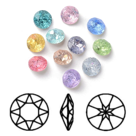 100pcs Pointed Back K9 Glass Rhinestone Cabochons style Imitation Austrian Back Plated Faceted Flat Round Mixed color 6x3mm