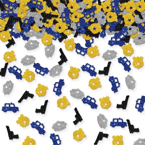 100pcs Police Confetti, Gold Glitter Policemen Birthday Party Table Confetti, Police Paper Scatters, Baby Shower/Police Officer Birthday Party Table Decoration