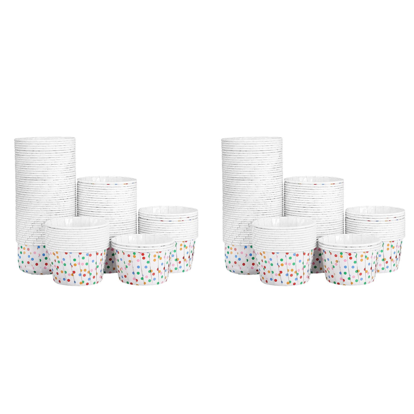 100pcs Polka Dot Paper Cups Disposable Dessert Bowls For CupCake Ice