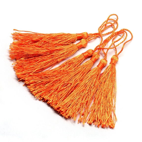 100pcs Polyester Tassel Decorations Decorations Dark Orange 130x6mm Tassel: 70~90mm