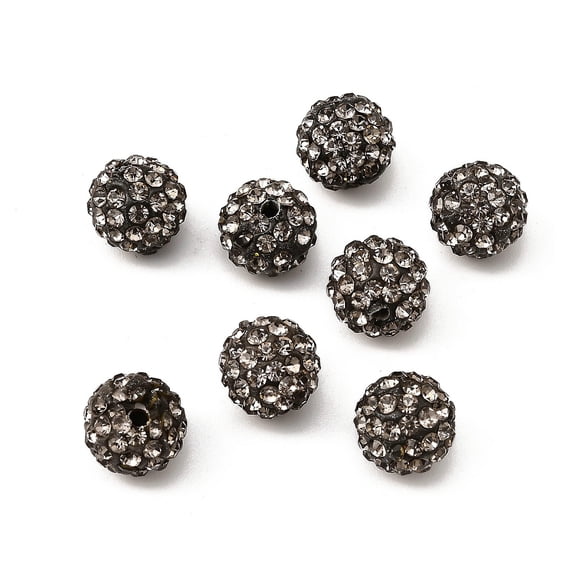 100pcs Polymer Clay Rhinestone Beads Grade A Round PP15 Black Diamond 10mm Hole: 1.8~2mm 6 Rows Rhinestone PP15(2.1~2.2mm)