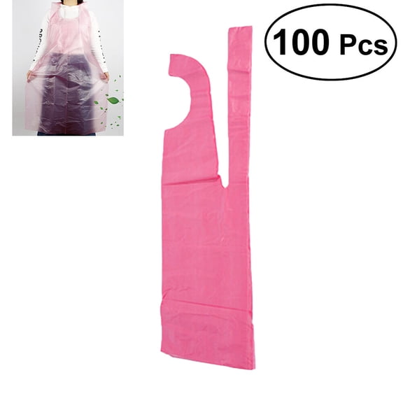 100pcs Pure Color Disposable Neck Strap Apron Waterproof Restaurant and Home Kitchen Apron