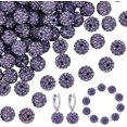 thumbnail image 1 of 100pcs Purple Polymer Clay Beads with Rhinestones 10mm Round Disco Ball Beads for Jewelry MakingMedium Purple, 1 of 9