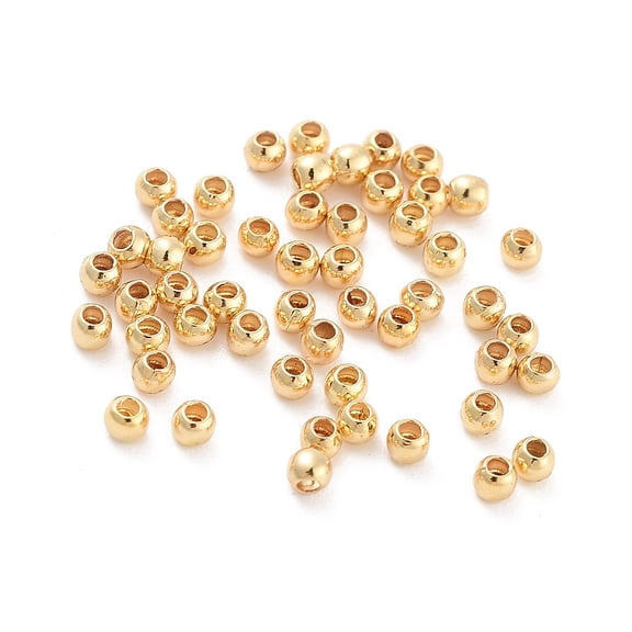 100pcs Rack Plating Brass Beads Cadmium Free & Lead Free Round Real 18K golden Plated 2x2.3mm Hole: 0.8mm