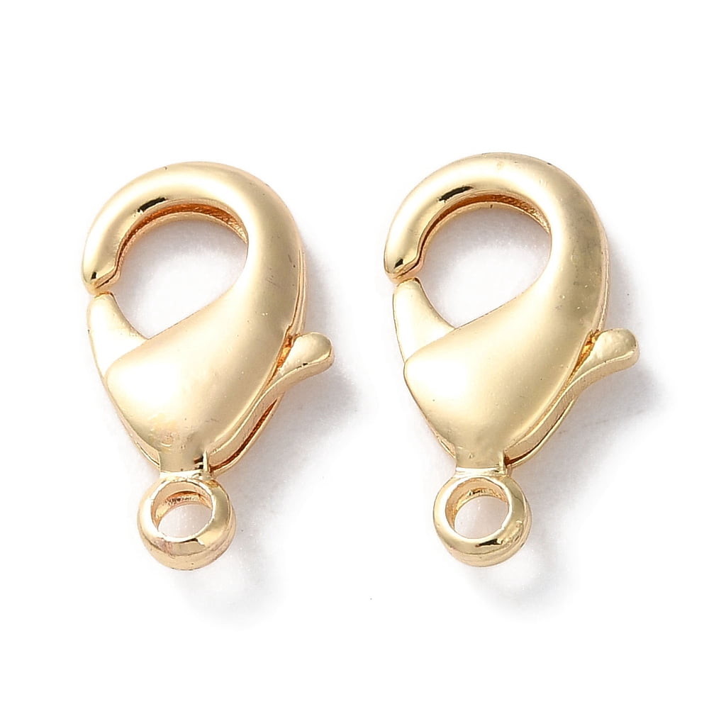 100pcs Rack Plating Brass Lobster Claw Clasps Long-Lasting Lead Free & Cadmium Free Light golden 15x9x3mm Hole: 1.8mm