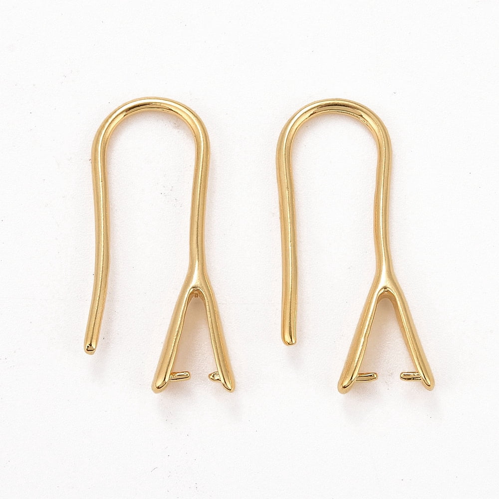100pcs Rack Plating Eco-friendly Brass Earring Hooks with Ice Pick Pinch Bails Lead Free & Cadmium Free Real 24K golden Plated 21x2.5mm 24 Gauge Pin: 0.5mm and 1mm