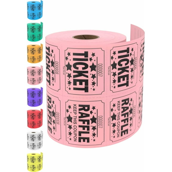 100pcs Raffle Tickets Roll,Roll Of Raffle Tickets,Tickets For Events, Easy Read Double Ticket Design, For For Carnivals, Fundraisers, Auctions, Churches, Office Parties