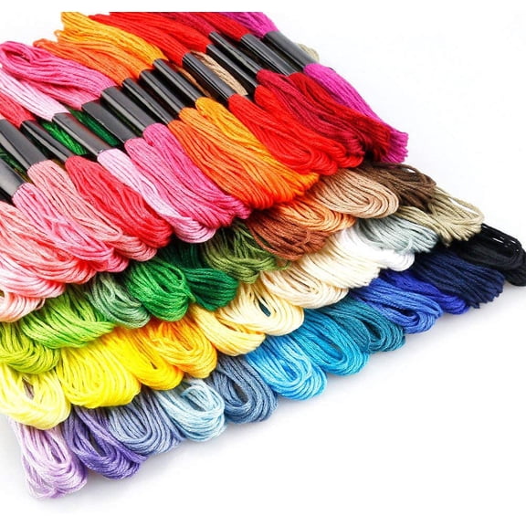 100pcs Random Color Embroidery DIY Silk Line Branch Threads Similar Dmc Thread Floss Skein Cross Stitch Thread