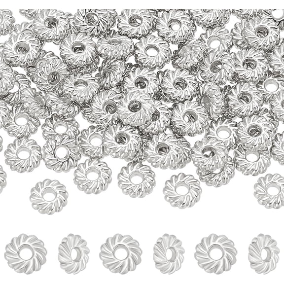 100pcs Real Platinum Plated Flower Alloy Spacer Bead Flat Round Flower Disc Spacer Beads 2mm Hole Spacer Beads DIY for Jewelry Making Findings Craft Work 8x2.5mm