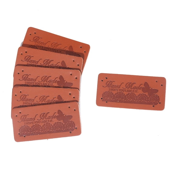 100pcs Rectangle Imitation Leather Label Tags for Jeans Bags Shoes Hat Accessories Butterfly 40x20mm