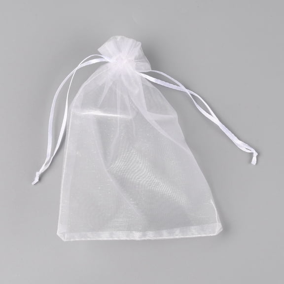100pcs Rectangle Organza Gift Bags Drawstring Bags for Party Candy Jewelry Bags & Pouches Clear 185x130x1mm