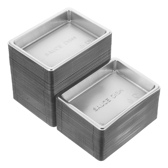 FONDOTIN Pet Dipping Plates Silver Practical for Home and Restaurant 100Pcs