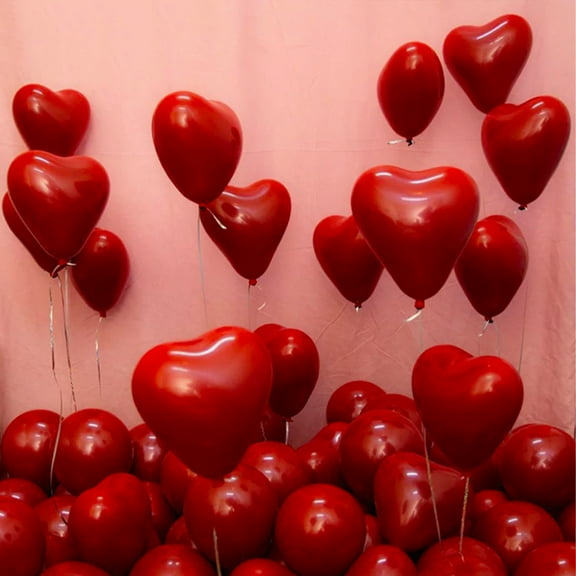 100pcs Red Heart Latex Balloons – Romantic Party Decorations for Valentine’s Day, Weddings,Birthday party & More