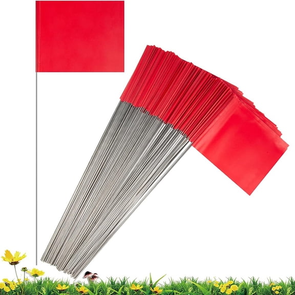 100pcs Red Marking Flag PVC Waterproof and Lightfast for Small Yard Markers Garden Survey Irrigation Landscape Flags